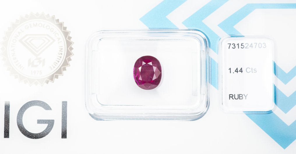 No reserve price Ruby  - 1.44 ct - International Gemological Institute (IGI) - Deep Purplish Red #3.2