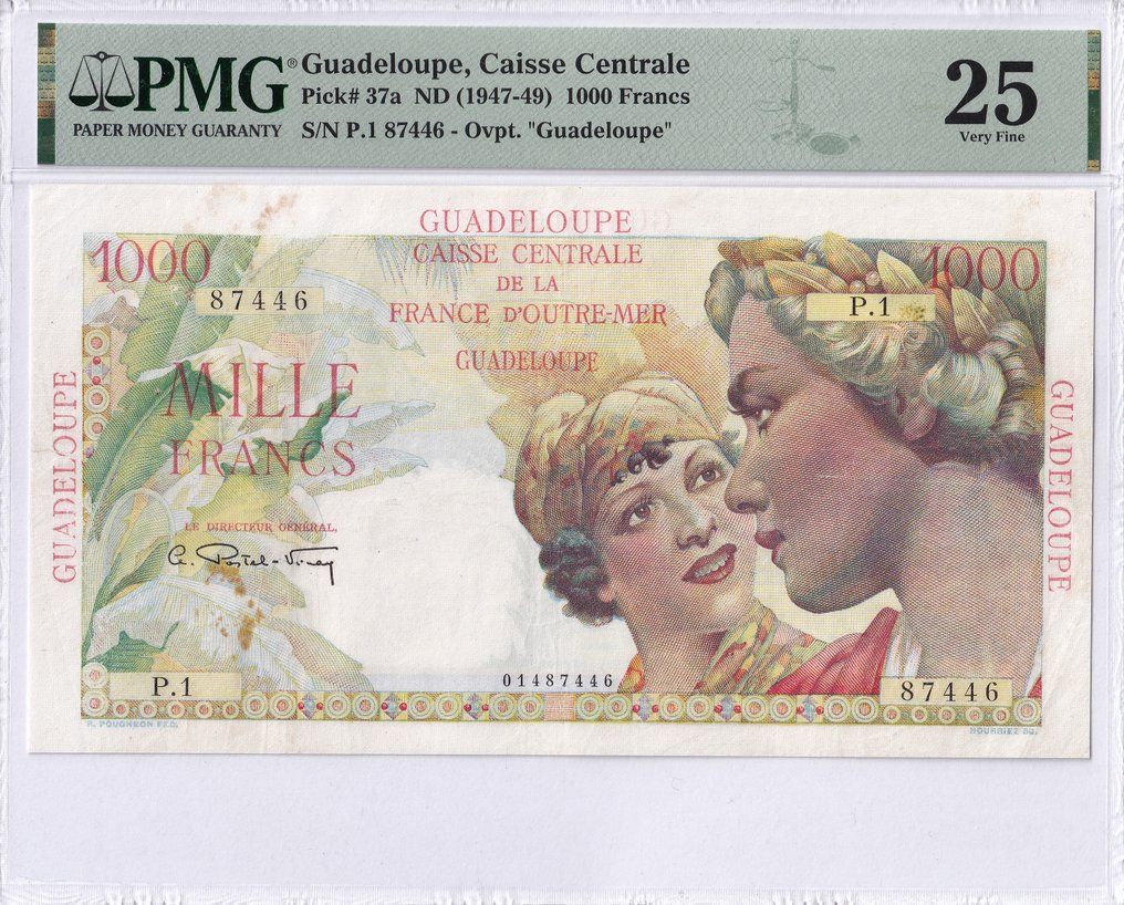 Guadeloupe. - 1000 Francs ND (1947-49) - Pick 37a #1.0