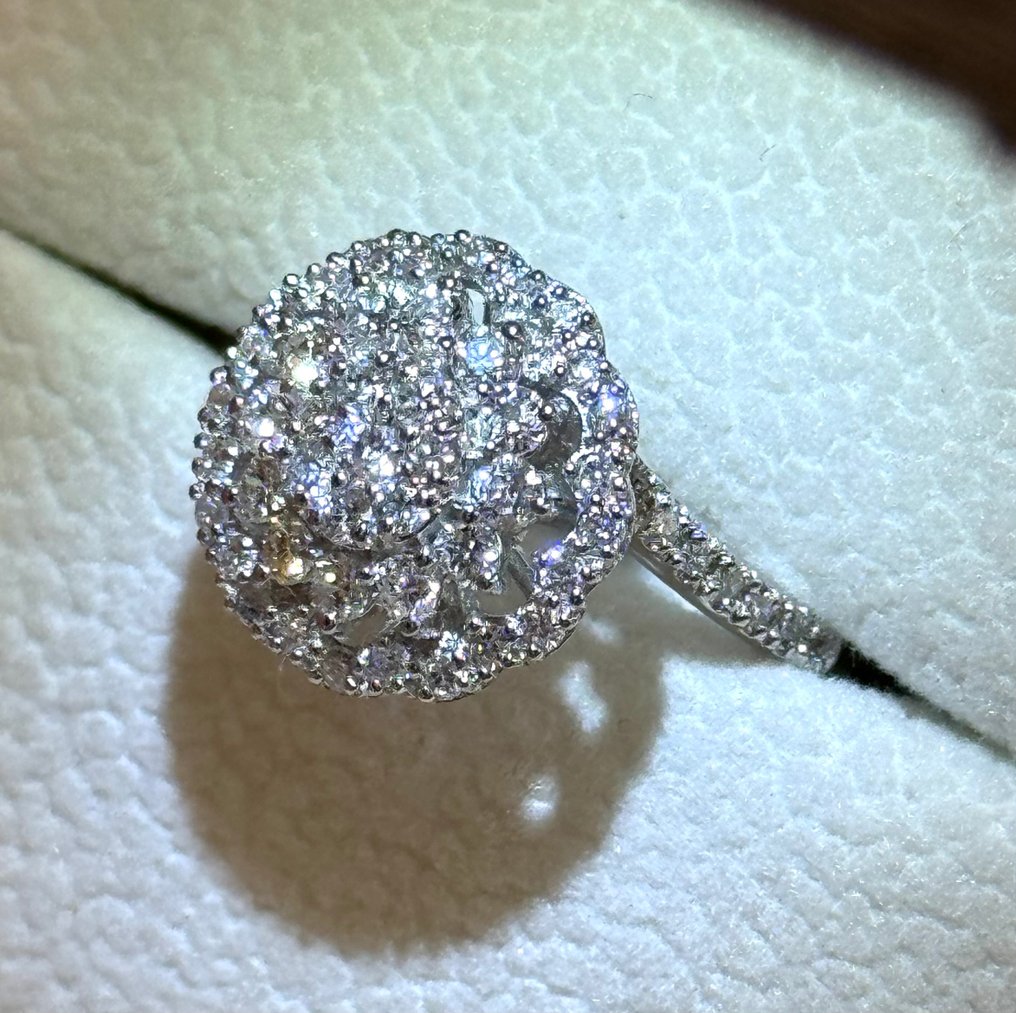 戒指 - 18K包金 白金 -  1.45ct. tw. 钻石 (天然)  #1.0