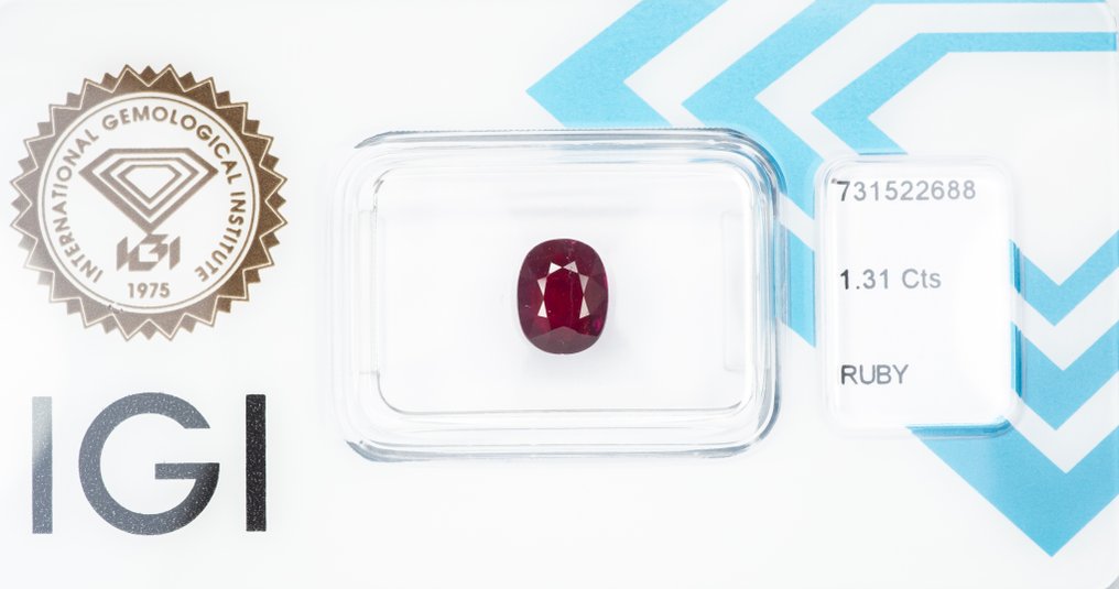 No reserve price Ruby  - 1.31 ct - International Gemological Institute (IGI) - Deep Purplish Red #3.2