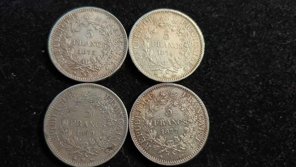 法国. 5 Francs 1849/1874 Hercule (lot of 4 coins)  (没有保留价) #1.0