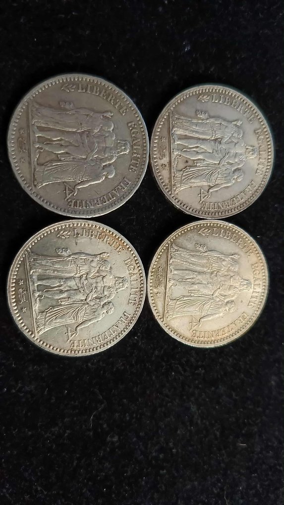 法国. 5 Francs 1849/1874 Hercule (lot of 4 coins)  (没有保留价) #1.0