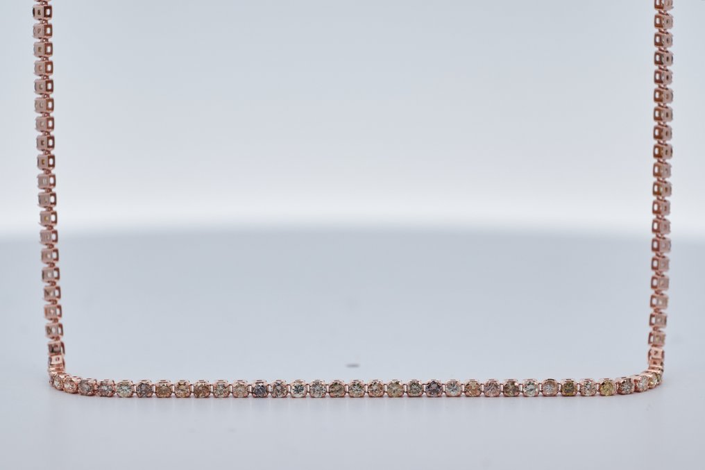 Ingen reservasjonspris - Halskjede - 14 karat Rosegull - 3.44ct. tw. Diamant (Fargebehandlet) #1.0