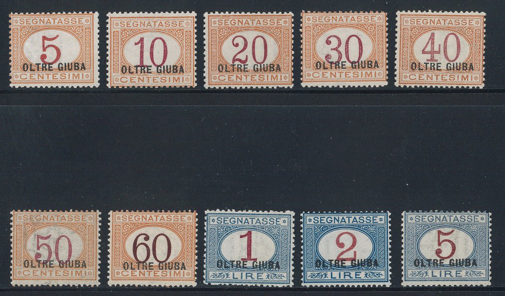 Italian Jubaland - Postage stamp overprinted, full series, number 1/10. #1.0