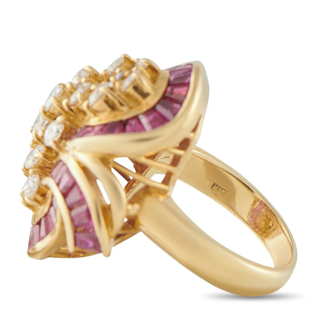 Ring - 18 kt. 18K Yellow Gold 1.50ct Diamond and Ruby Ring, Yellow gold -  5.14ct. tw. Diamond (Natural)  - Ruby #4.3