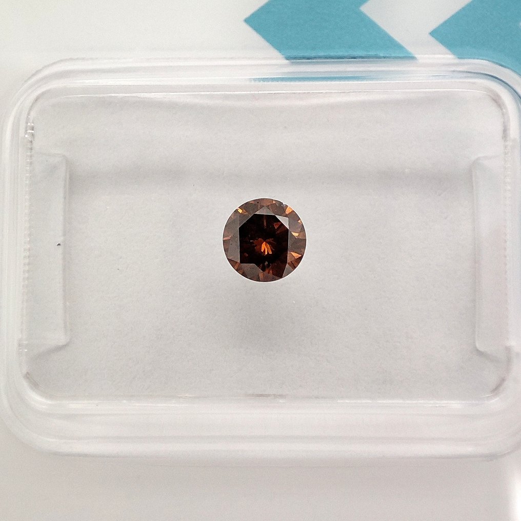 No Reserve Price - 1 pcs Diamond  (Natural coloured)  - 0.30 ct - Round - Fancy deep Brown Orange - I1 - International Gemological Institute (IGI) #1.0