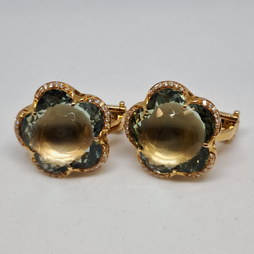 Pasquale Bruni - Drop fülbevaló - Bon ton - 18 kt. Rózsa arany - 18.75ct. tw. - Gyémánt - Prasiolite #1.0