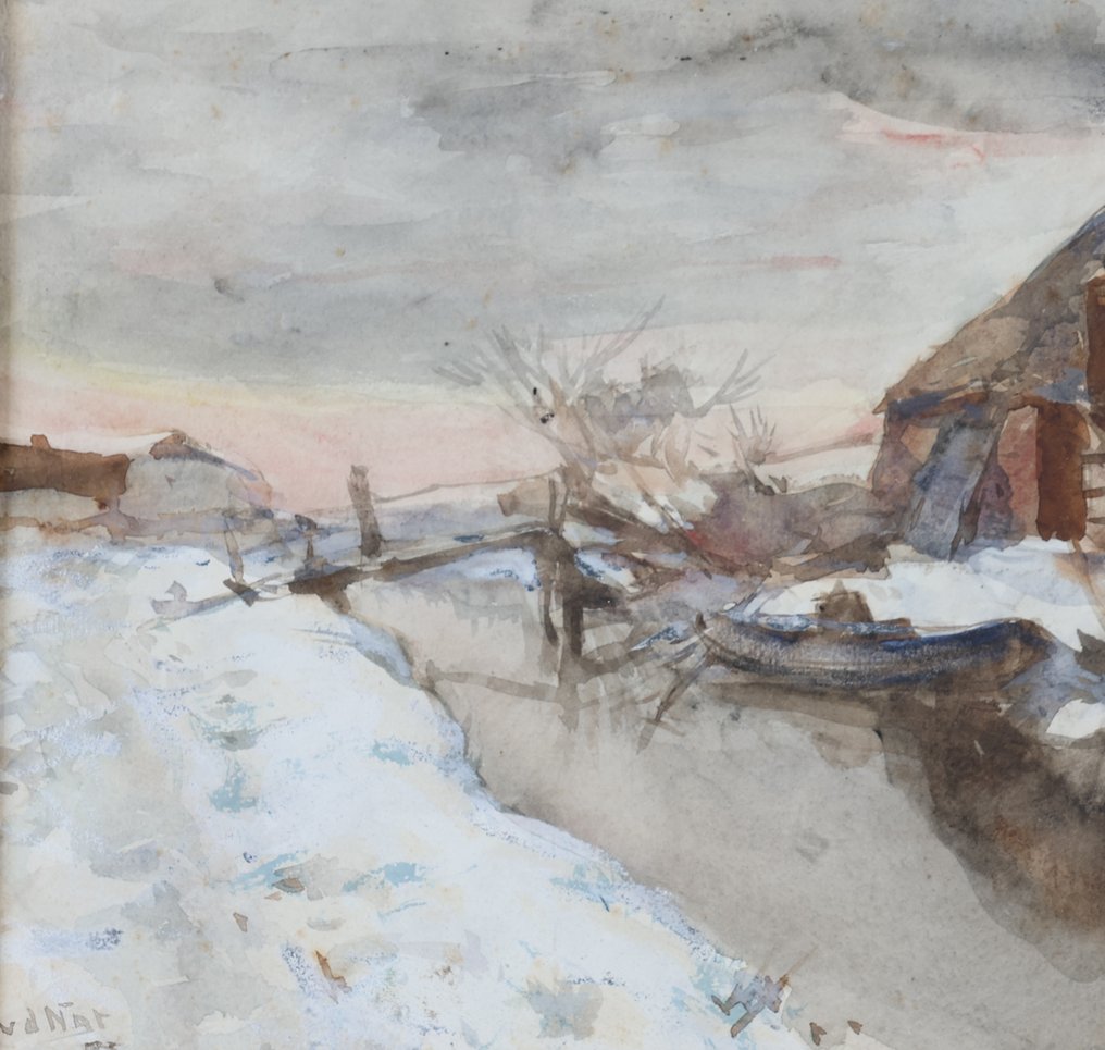 Willem Hendrik van der Nat (1864–1929) - Winterse sloot #2.1