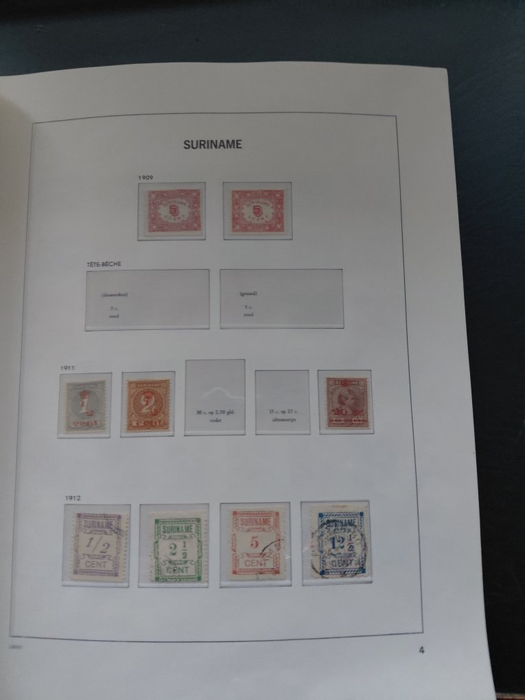 Suriname 1873/1949 - Well-filled collection in Davo crystal album. - Goegevulde, vrij complete Collectie Suriname #4.3