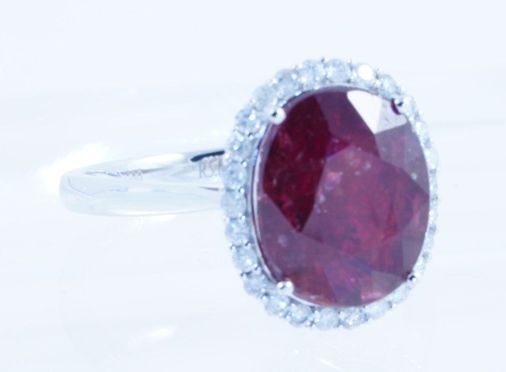 χωρίς τιμή ασφαλείας - Δαχτυλίδι Πλατίνα - 5.34ct. tw. Ρουμπίνι - Διαμάντι #2.1