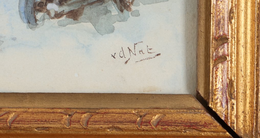 Willem Hendrik van der Nat (1864–1929) - Winters landschap met boot #2.1