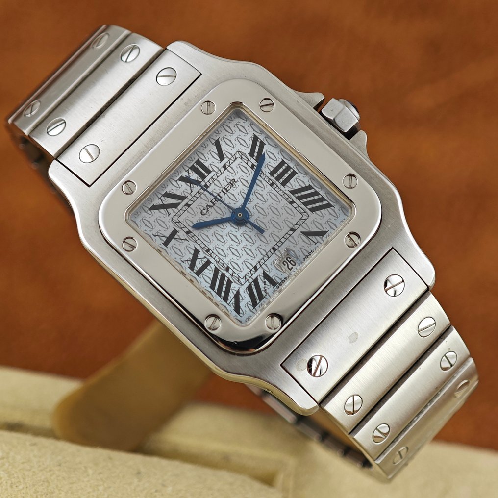 Cartier - Santos Galbée 'Ice blue' Anniversary Logo Dial With Certificate - Ref. 1564 - Men - 2000-2010 #2.1