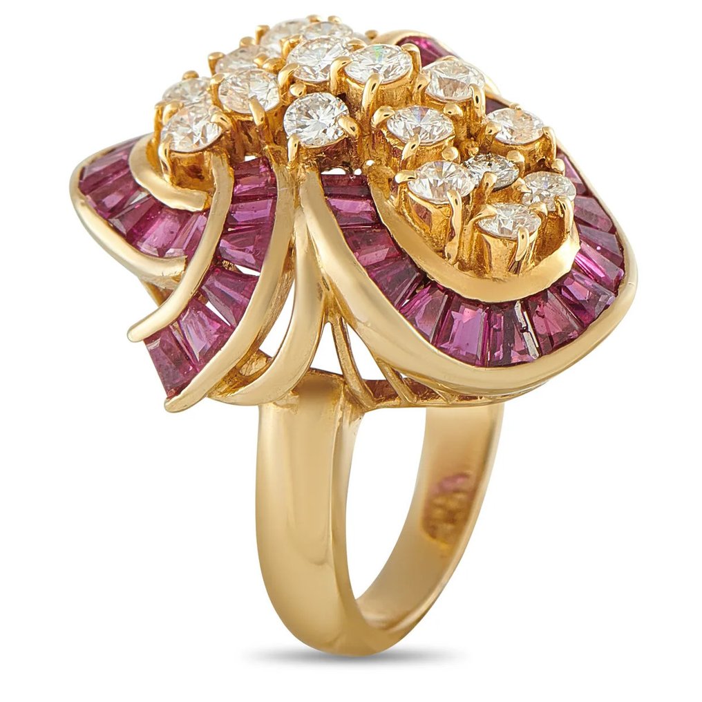 Ring - 18 kt. 18K Yellow Gold 1.50ct Diamond and Ruby Ring, Yellow gold -  5.14ct. tw. Diamond (Natural)  - Ruby #1.0