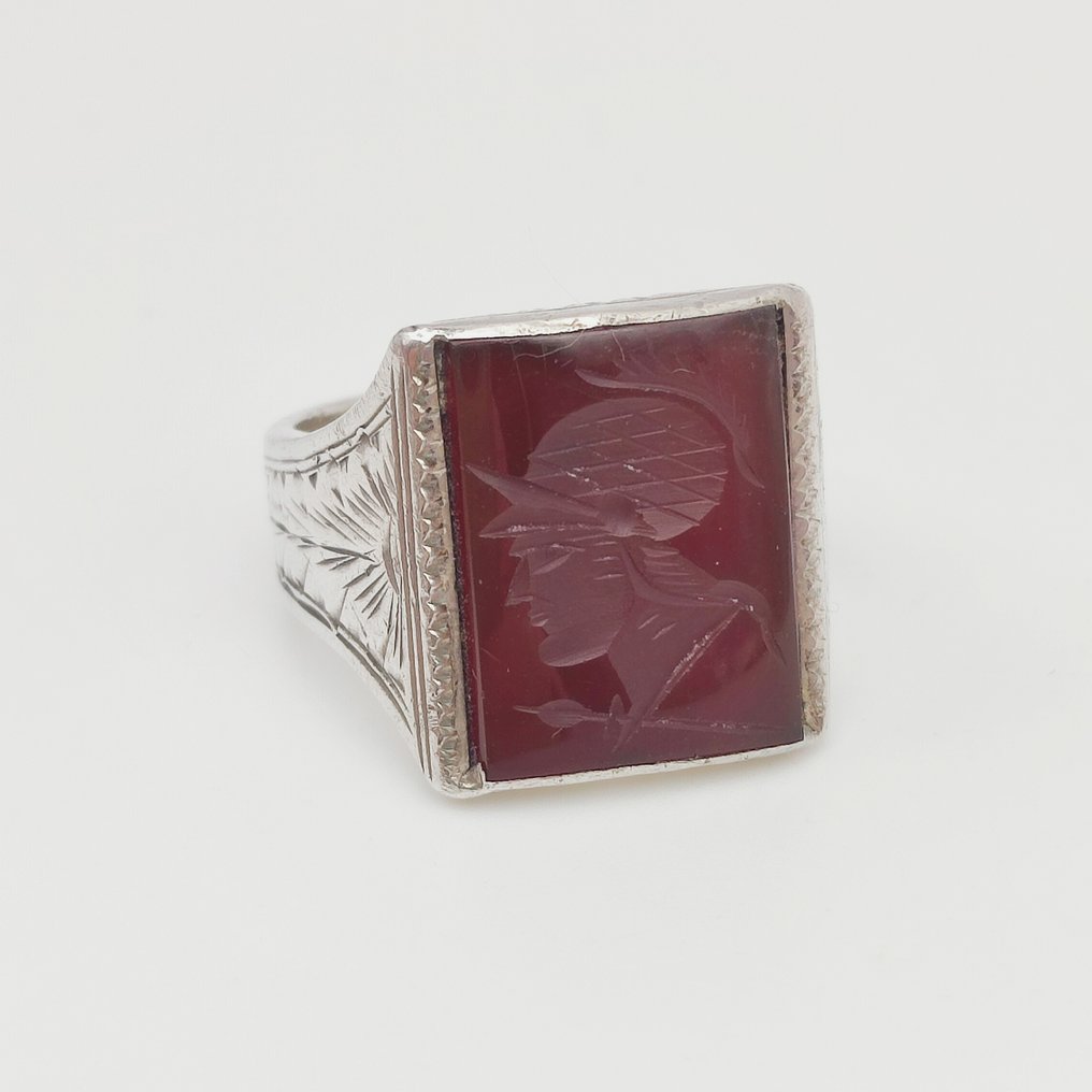 Sem preço de reserva - Anel Prata Cornalina - Intaglio #4.3