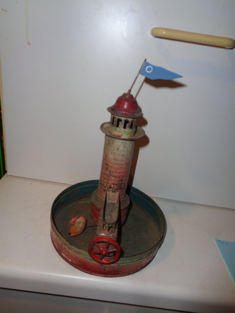 Bing, Carette Or Doll Et Cie - Tin toy - Lighthouse With Swan Or Duck - Drive Model For Live Steam Engine, Unboxed - 1900-1910 - Germany #3.2