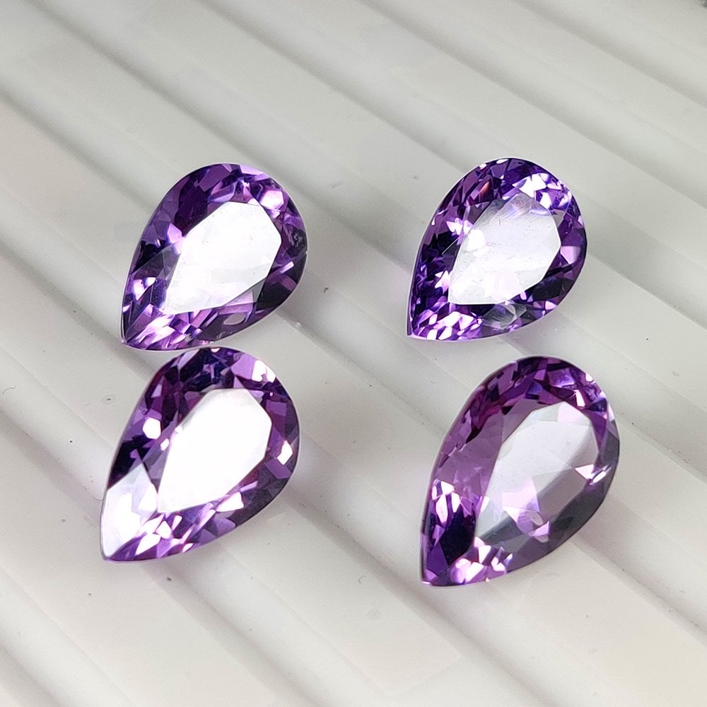 χωρίς τιμή ασφαλείας - 4 pcs Μωβ Αμέθυστος - 21.34 ct - Διεθνής Ένωση Έγχρωμων Πολύτιμων Λίθων (ICA GemLab) - Ταιριαστό σετ! #4.3