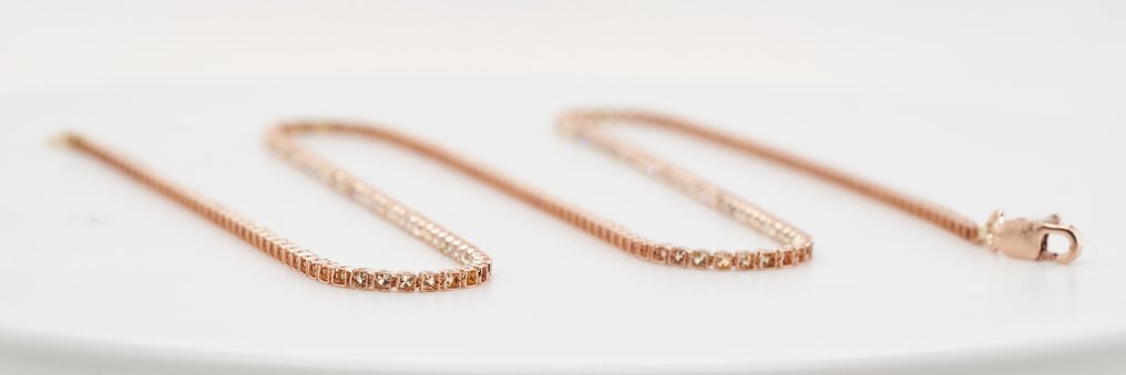 Ingen reservasjonspris - Halskjede - 14 karat Rosegull - 3.44ct. tw. Diamant (Fargebehandlet) #2.1