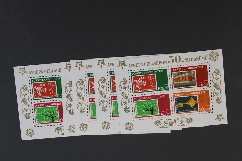 欧洲 2005/2006 - 欧洲50年 ** 邮票块 + 小型邮票册每5个 13.389 € 估价  - 全部不同 #3.2