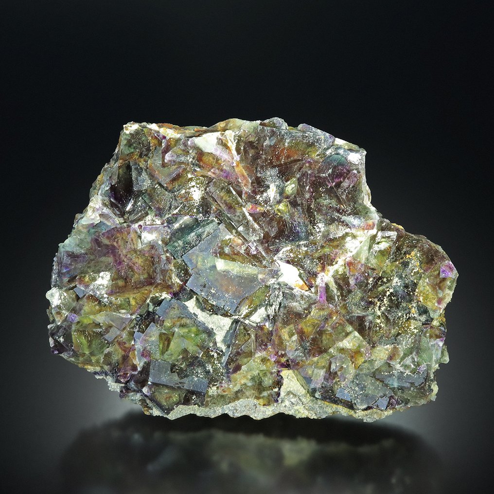 MUSEUM Old Specimen of FLUORITE with JAMESONITE from Bergmännisch Glück Mine GERMANY Specimen - Height: 12 cm - Width: 15 cm- 1114 g #1.0