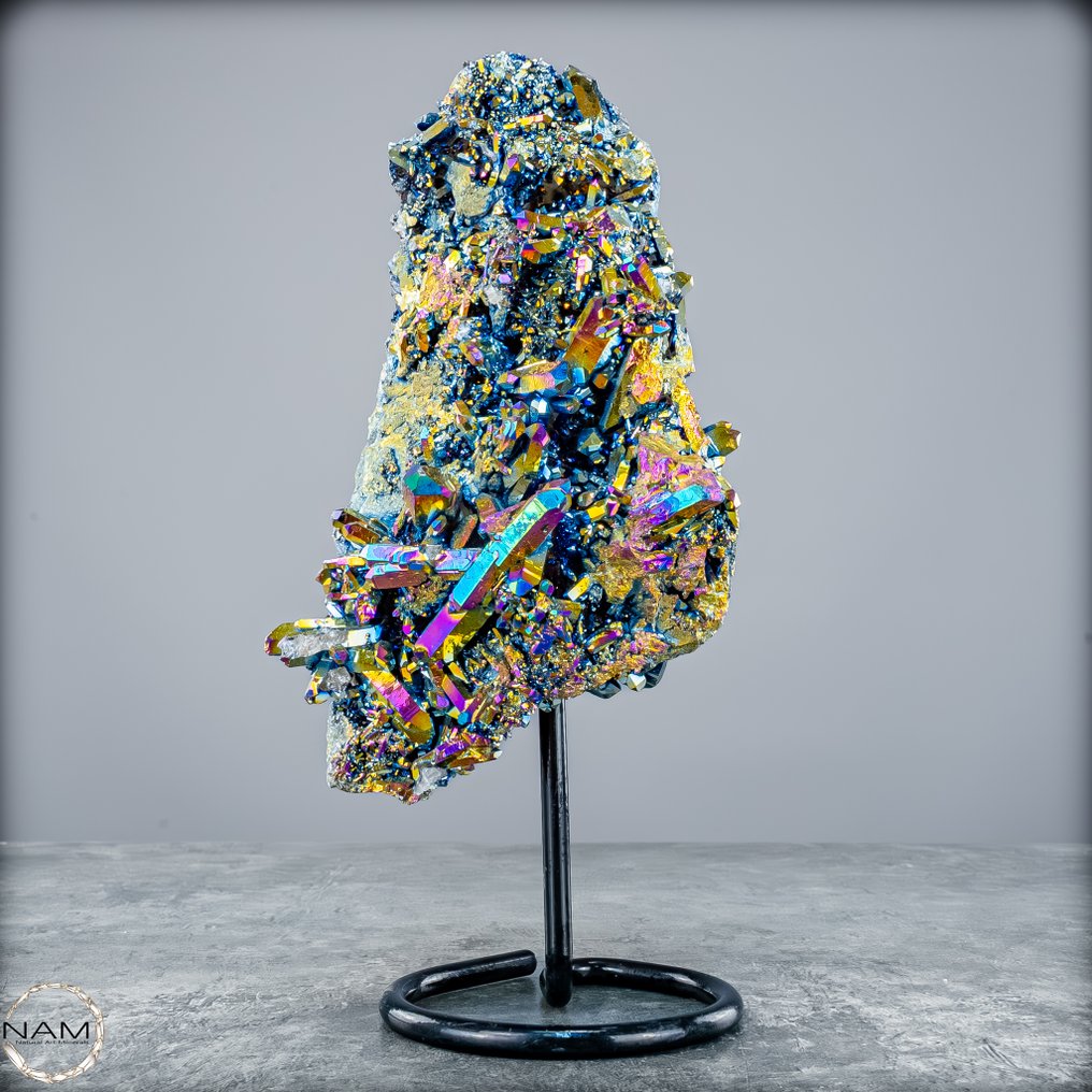 变革的彩虹——闪耀光彩的Aura紫水晶,配有底座 独特的- 1082.51 g #1.0