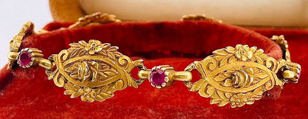 手镯 - 18K包金 黄金 红宝石 #3.2