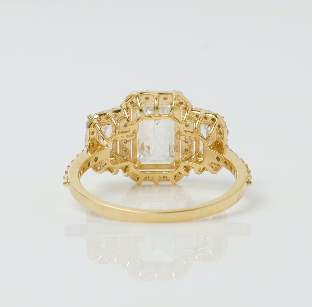 χωρίς τιμή ασφαλείας - Βέρα - 14 καράτια Κίτρινο χρυσό -  2.71ct. tw. Διαμάντι (Εργαστηριακής καλλιέργειας) - Διαμάντι - Δαχτυλίδι Νύφης Emerald #3.2