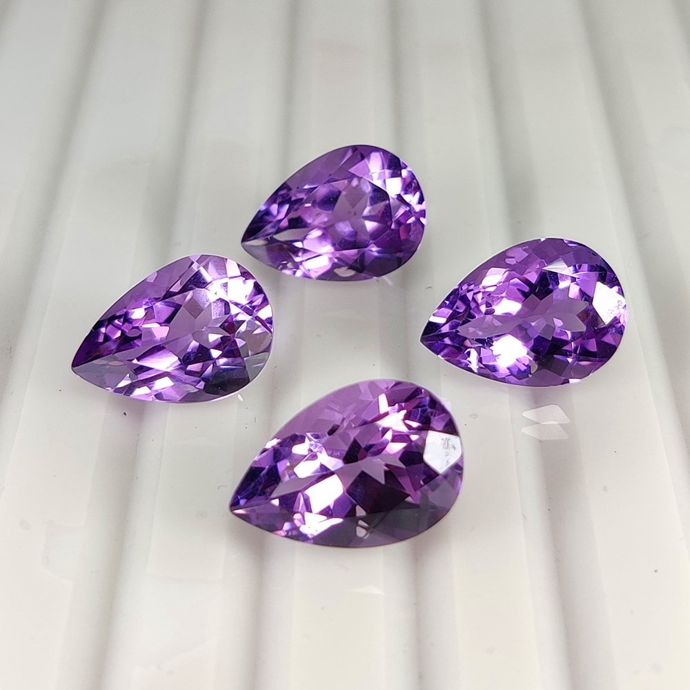 χωρίς τιμή ασφαλείας - 4 pcs Μωβ Αμέθυστος - 21.34 ct - Διεθνής Ένωση Έγχρωμων Πολύτιμων Λίθων (ICA GemLab) - Ταιριαστό σετ! #1.0