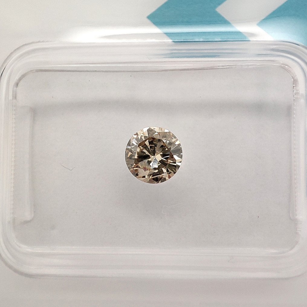 没有保留价 - 1 pcs 钻石  (天然色彩的)  - 0.46 ct - 圆形 - Fancy 棕色 黄色 - I1 内含一级 - 国际宝石研究院（IGI） #1.0