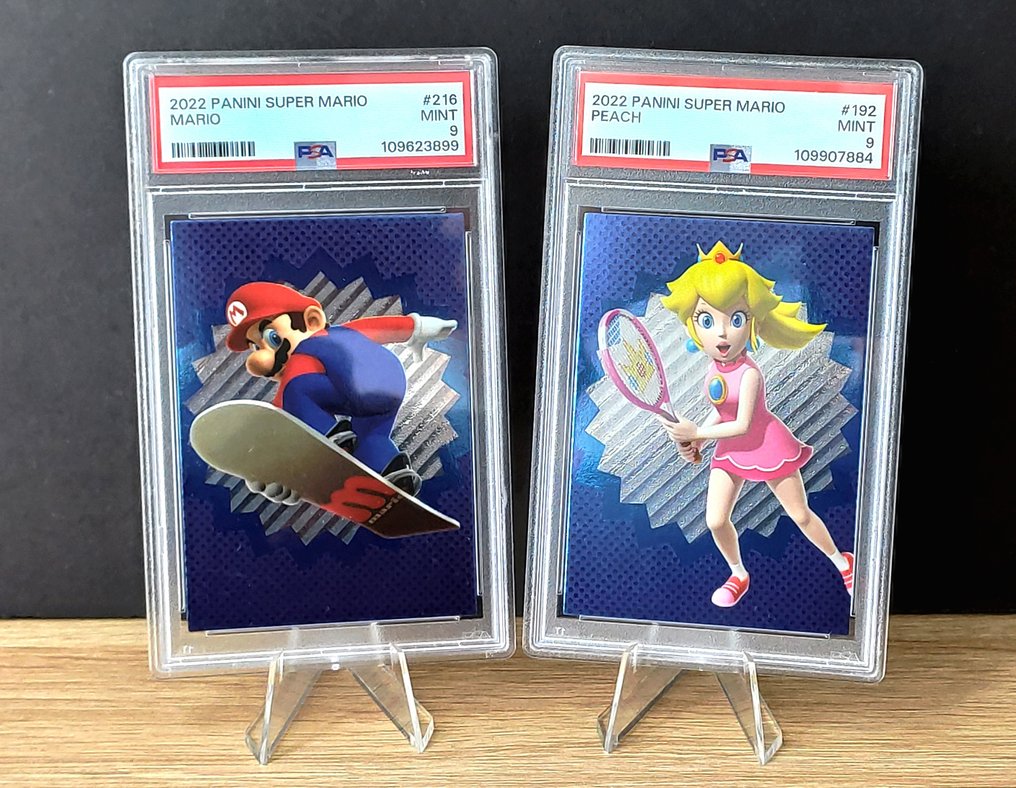 Lot Panini Super Mario - Mario & Peach - 2 Graded card - PSA #1.0