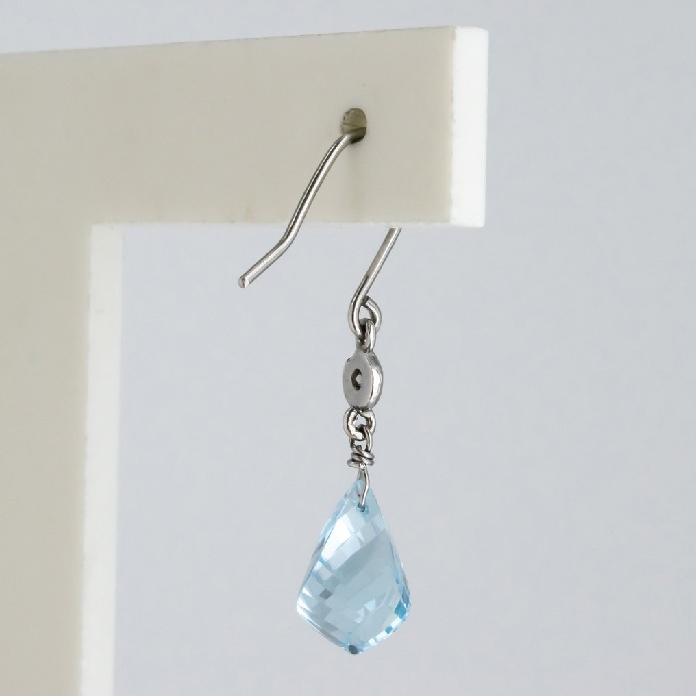 耳环 - 18K包金 白金 黄宝石 - 钻石 #2.1