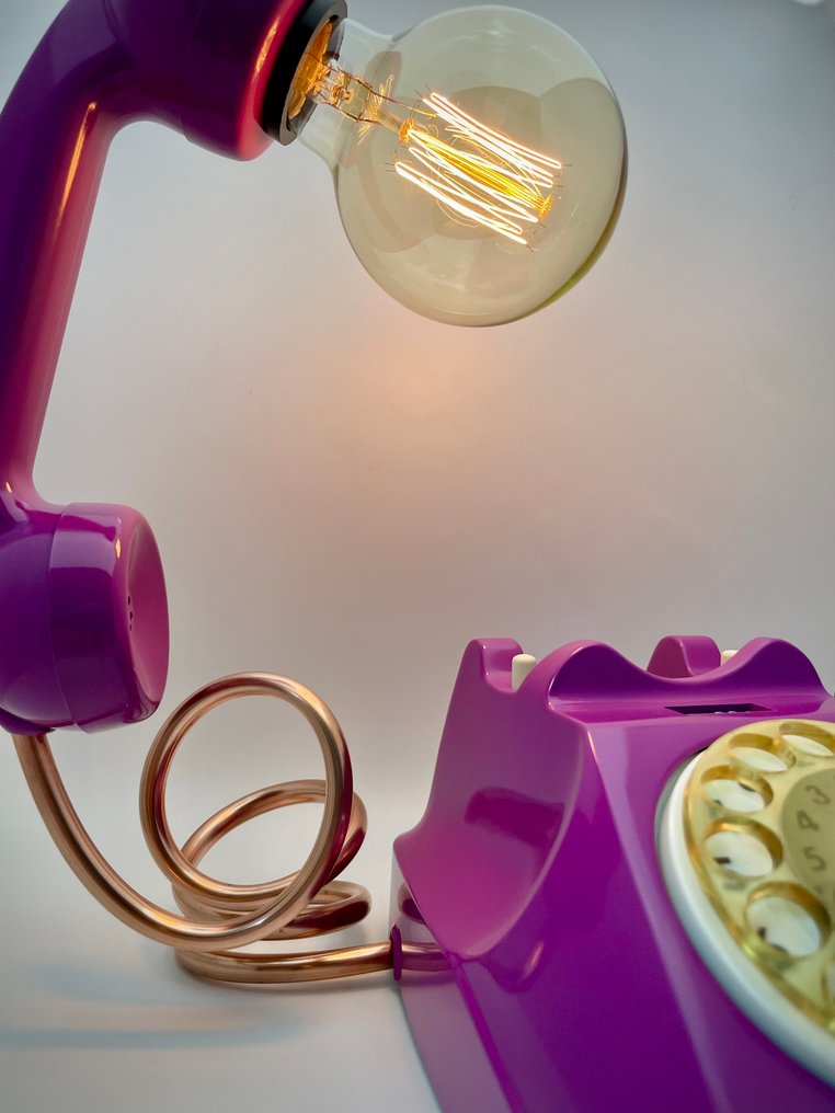 Table lamp - Plastic, Copper, Metal - Telephone from the 70s transformed into a lamp. #3.2