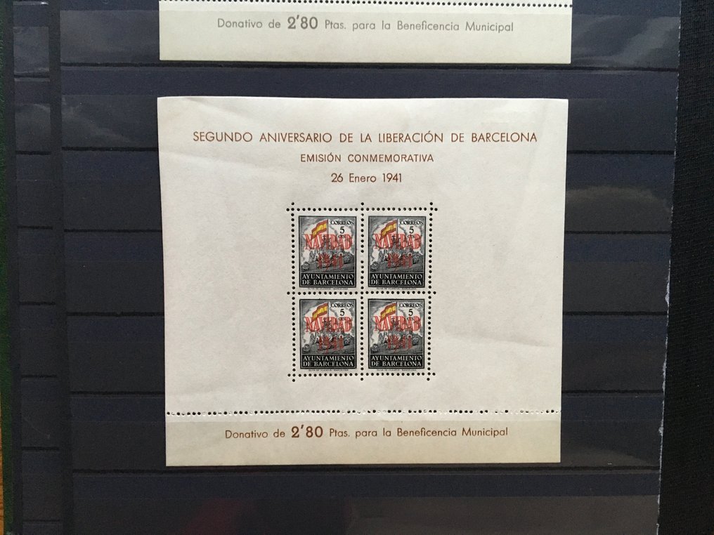 Spanyolország 1945 - Hojita Ay. Teljes játékok Barcelonában. - Edifil …31/32 + No Emitida 27/28 #2.1