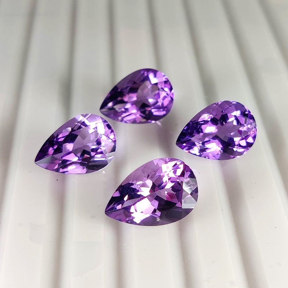 χωρίς τιμή ασφαλείας - 4 pcs Μωβ Αμέθυστος - 21.34 ct - Διεθνής Ένωση Έγχρωμων Πολύτιμων Λίθων (ICA GemLab) - Ταιριαστό σετ! #2.1