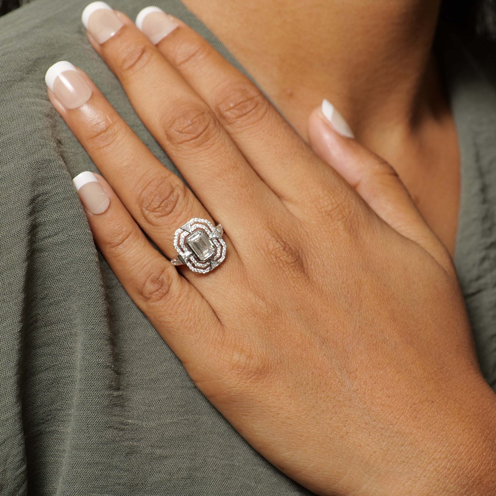 χωρίς τιμή ασφαλείας - Statement δαχτυλίδι - 14 καράτια Λευκός χρυσός -  2.25ct. tw. Διαμάντι (Εργαστηριακής καλλιέργειας) - Διαμάντι - Γαμήλιο Δαχτυλίδι #4.3