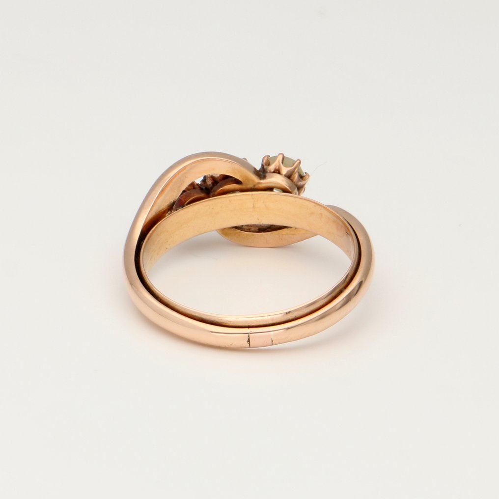 戒指 - 14K包金 玫瑰金 钻石 (天然)  - 珍珠 #3.2