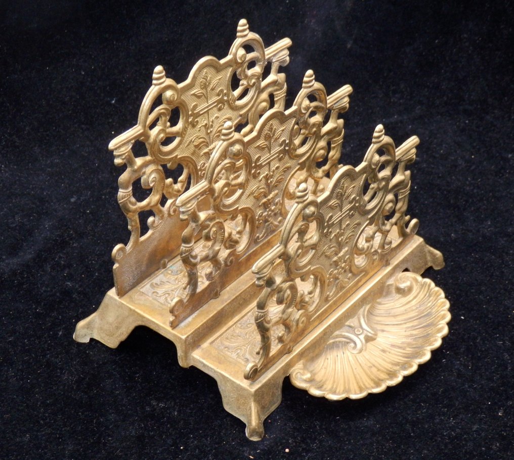 Antieke Messing Brievenhouder - Briefhalter - Messing #1.0