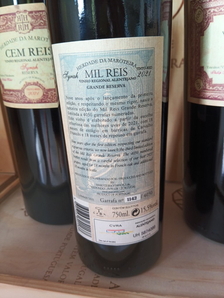 2021 Herdade da Maroteira, Cem Reis Syrah Magnums x2 & 2021 Mil Reis - Αλεντέχο Reserva, Grande Reserva - 3 Bottles (0.75L/1.5L x2) #4.3