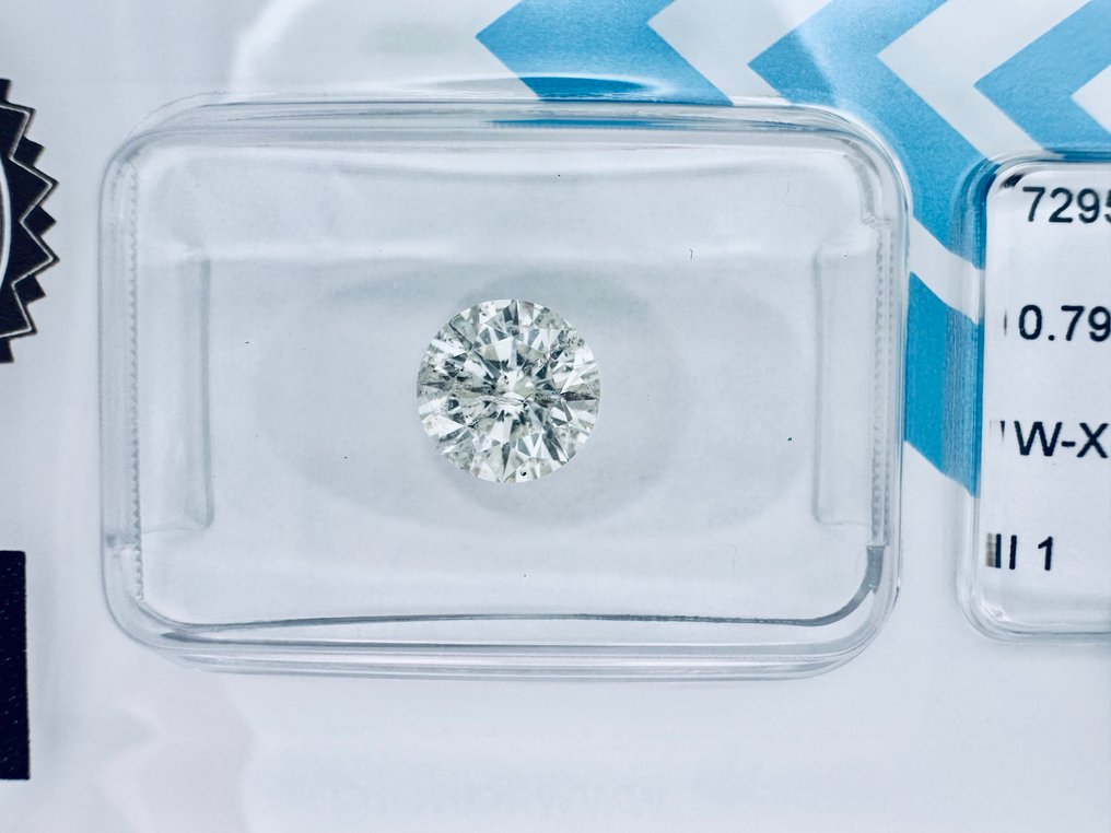 1 pcs Diamond  (Natural)  - 0.79 ct - Round - I1 - International Gemological Institute (IGI) - W - X    EX/VG/VG #1.0