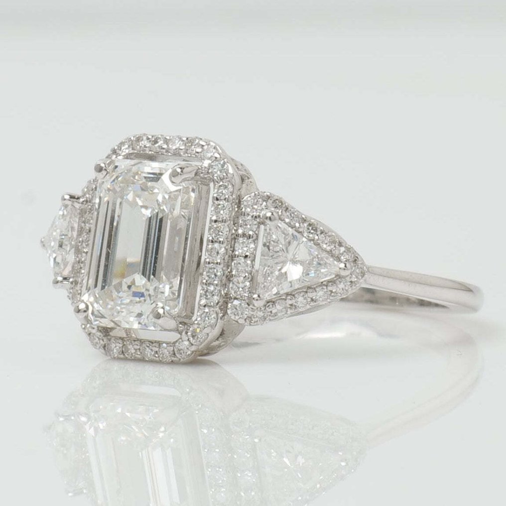 χωρίς τιμή ασφαλείας - Statement δαχτυλίδι - 14 καράτια Λευκός χρυσός -  2.14ct. tw. Διαμάντι (Εργαστηριακής καλλιέργειας) - Διαμάντι - Δαχτυλίδι αρραβώνα με μονόπετρο #1.0