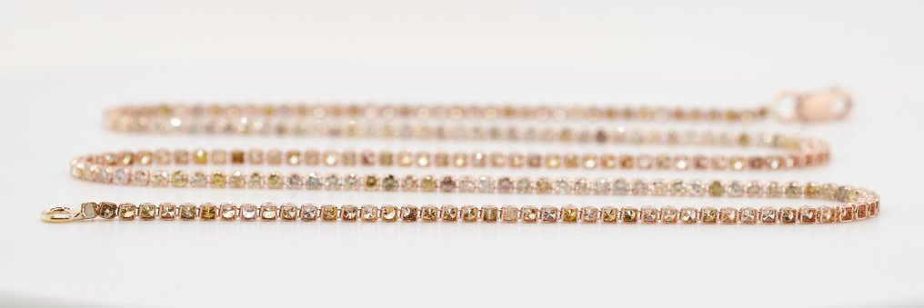 Ingen reservasjonspris - Halskjede - 14 karat Rosegull - 3.44ct. tw. Diamant (Fargebehandlet) #3.2