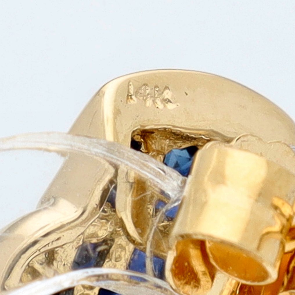 Σκουλαρίκια - 14 καράτια Κίτρινο χρυσό Ζαφείρι - Διαμάντι #4.3