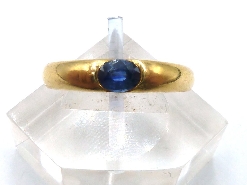 Bague - 18 carats Or jaune Saphir #1.0