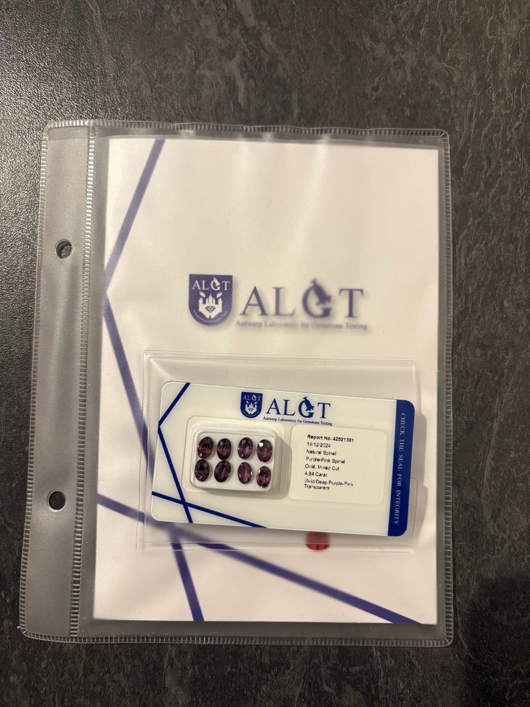 8 pcs  Spinel  - 4.84 ct - Antwerp Laboratory for Gemstone Testing (ALGT) - Diep purper-rosé #1.0