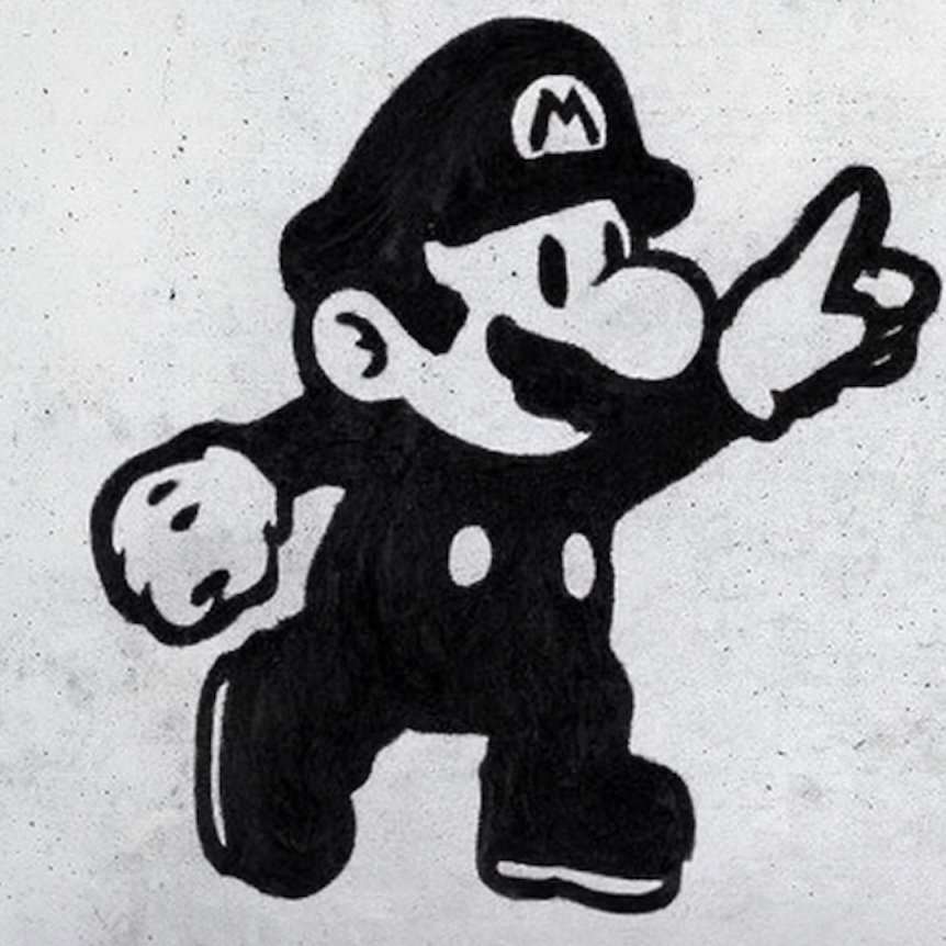 Naro - Canvas - [XL] Mario & the Red Heart Balloon – Banksy Tribute #2.1
