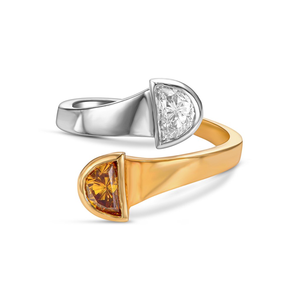 Statement δαχτυλίδι - 18 καράτια Κίτρινο χρυσό, Λευκός χρυσός -  1.10ct. tw. Διαμάντι (Φυσικό) #1.0