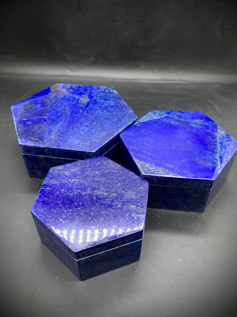 Χειροποίητο φυσικό κουτί κοσμημάτων από Lapis Lazuli - από το Badakhshan, Αφγανιστάν - 700g - (3) κουτί κοσμημάτων- 700 g - (3) #2.1