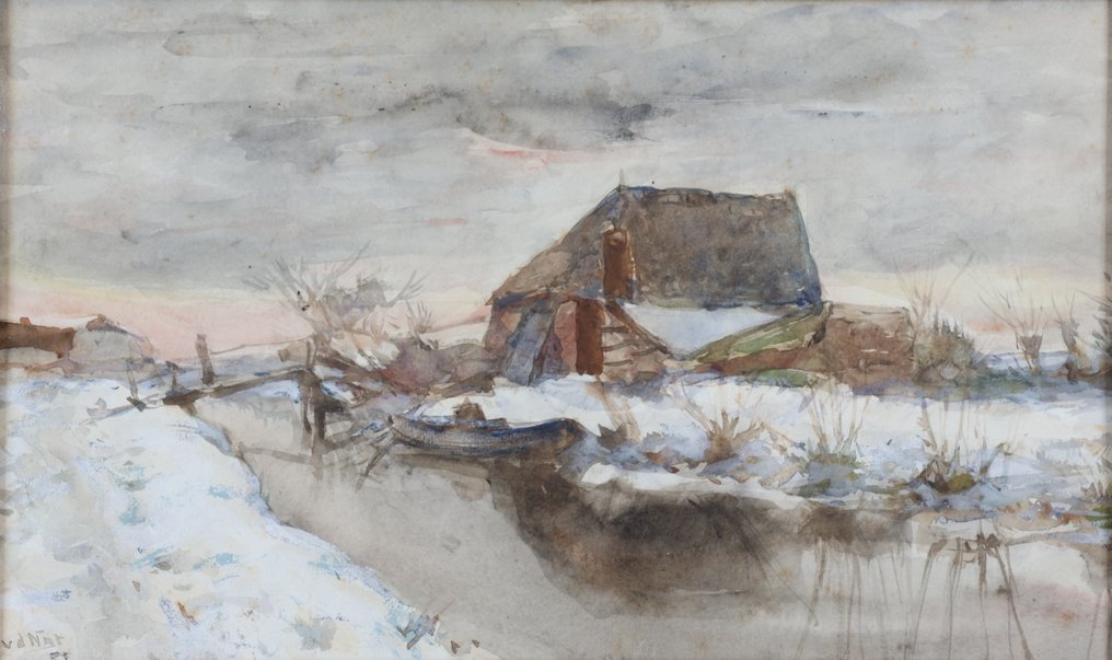 Willem Hendrik van der Nat (1864–1929) - Winterse sloot #1.0