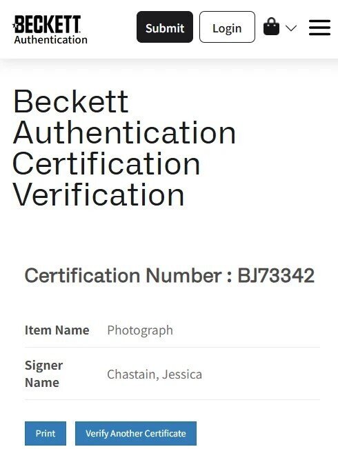 IT Pennywise - Jessica Chastain -With coa BAS - Beckett #1.0