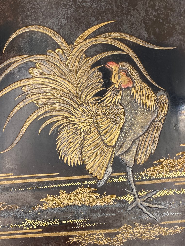 盒子 - 古董抹金笔洗箱 华丽的墨石盒 漆器抹金, 金, 银, 木 - inkstone box #2.1