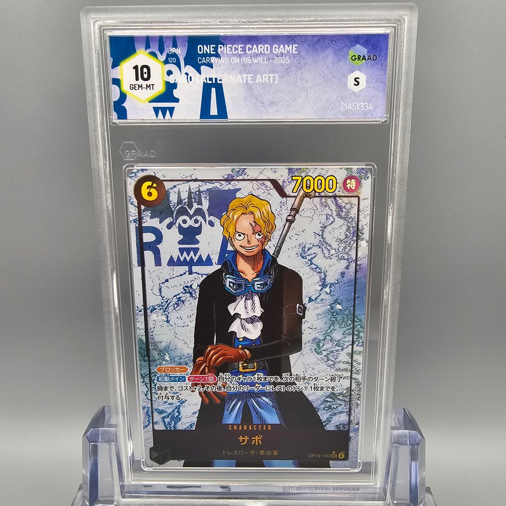 One Piece Graded card - Sabo (Alternate Art) OP13-120 SEC - Graad 10 #1.0